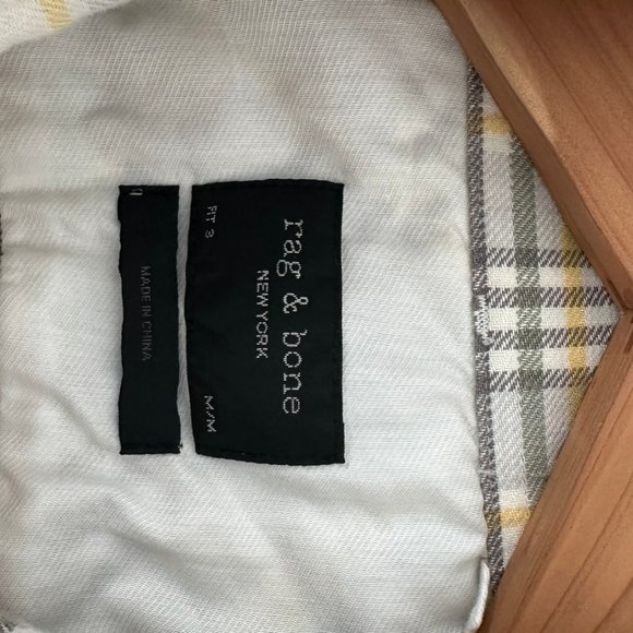 Men's Rag & Bone White Flannel Shirt with Single Pocket - Picture 4 of 5